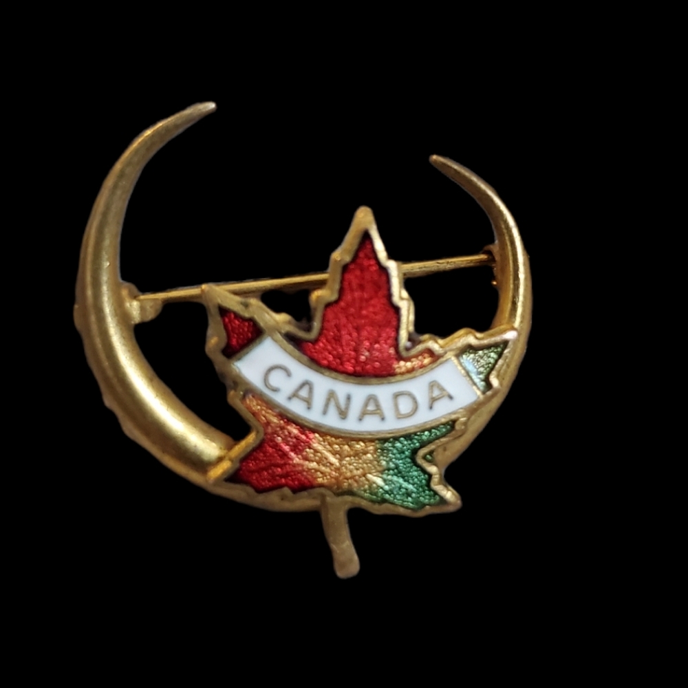 Enamel and Brass Canada Maple Leaf Souvenir Pin